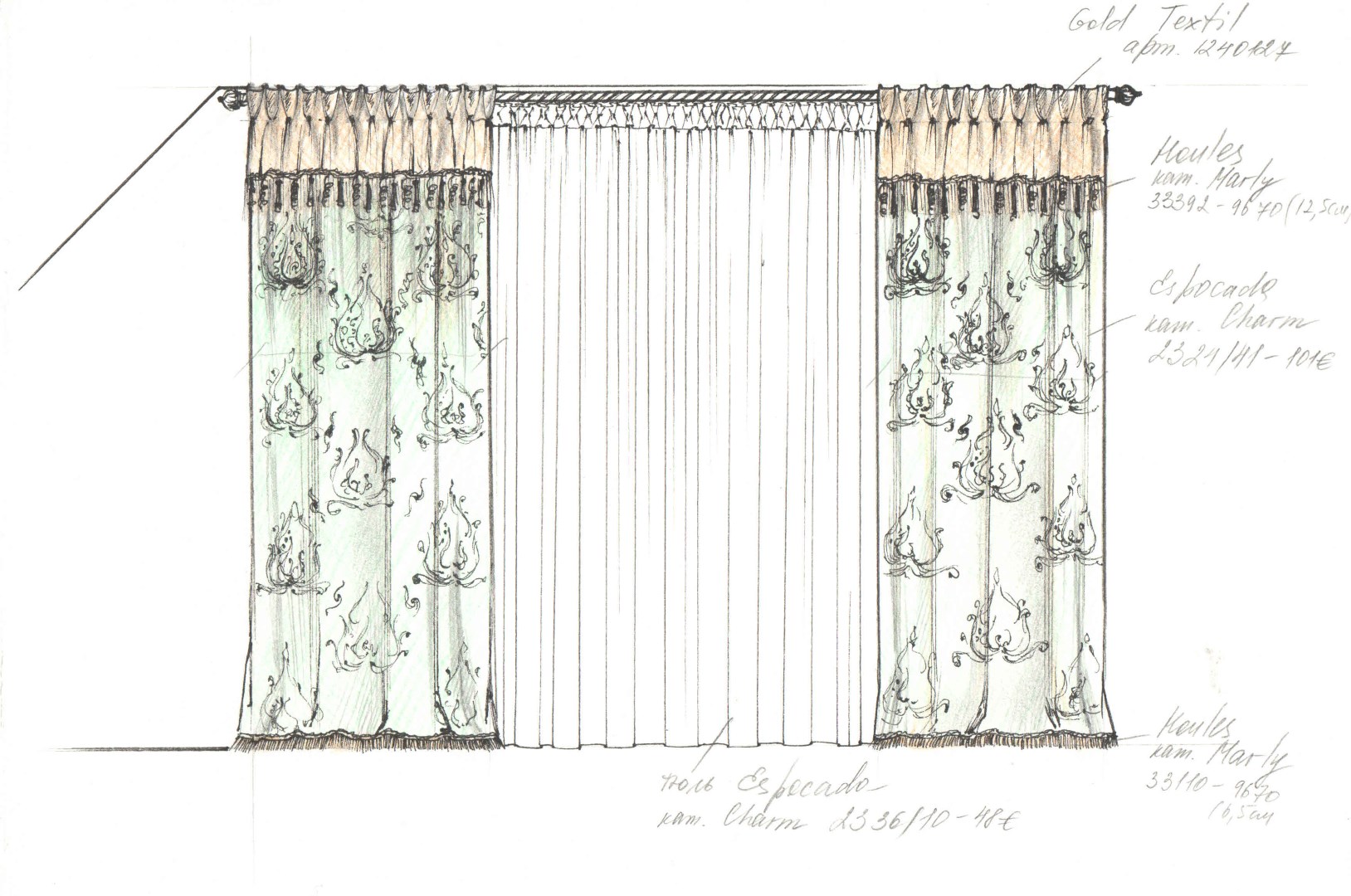 Эскиз текстильного оформления окна  