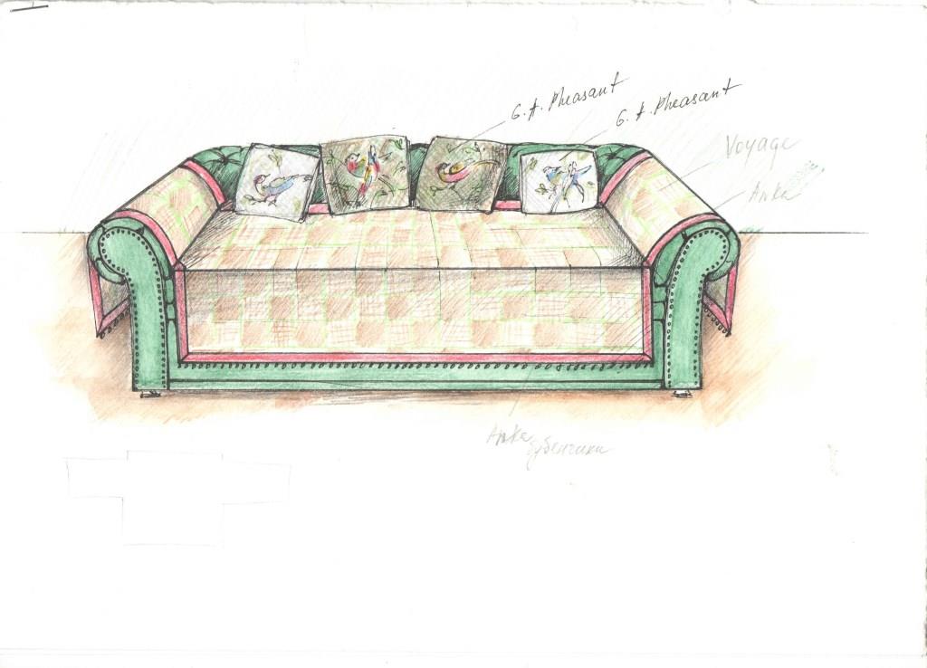 Эскиз текстильного оформления дивана